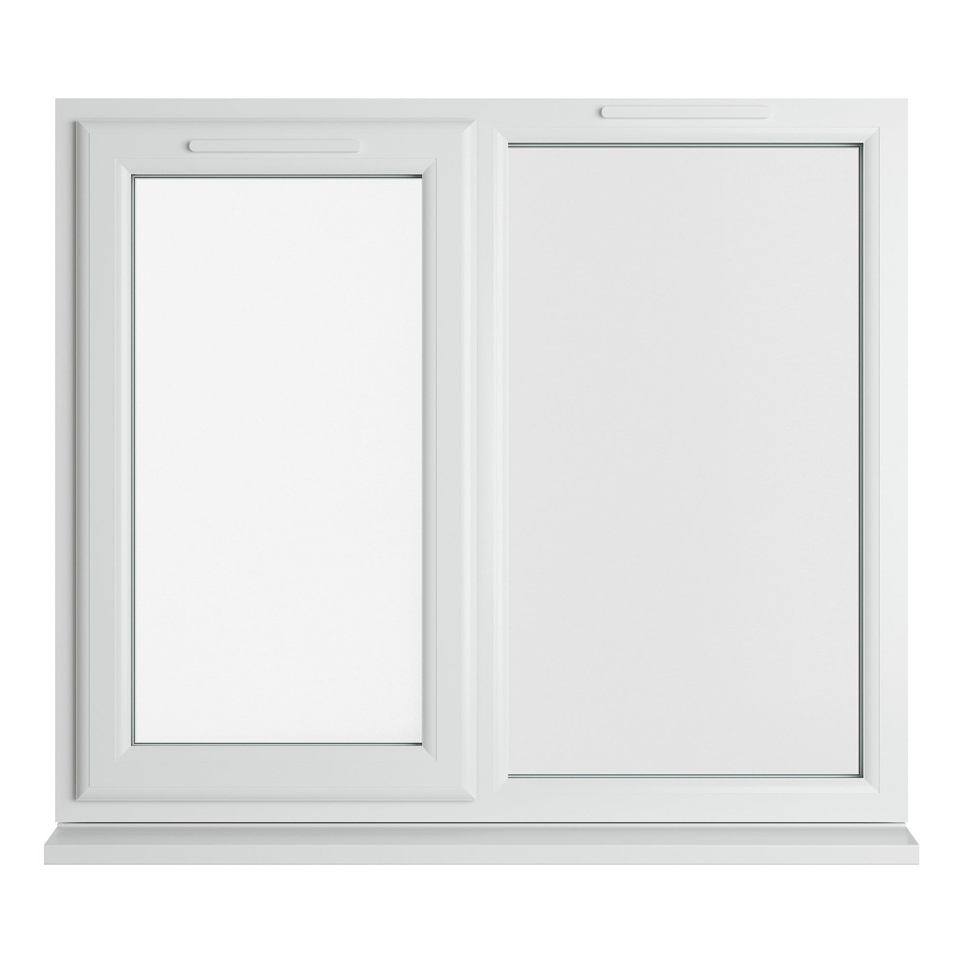 Crystal UPVC White Casement Window Left Hand Side Hung Next To Fixed Light Clear Glazing - JJ Building Materials
