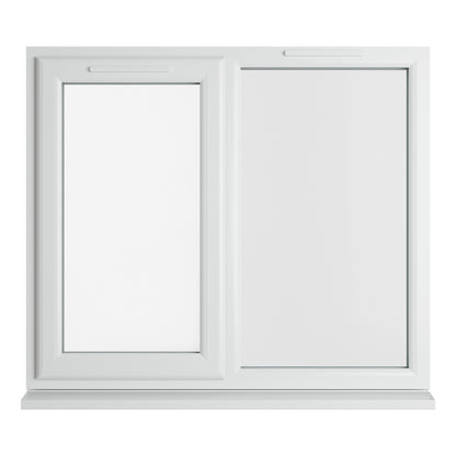 Crystal UPVC White Casement Window Left Hand Side Hung Next To Fixed Light Clear Glazing - JJ Building Materials