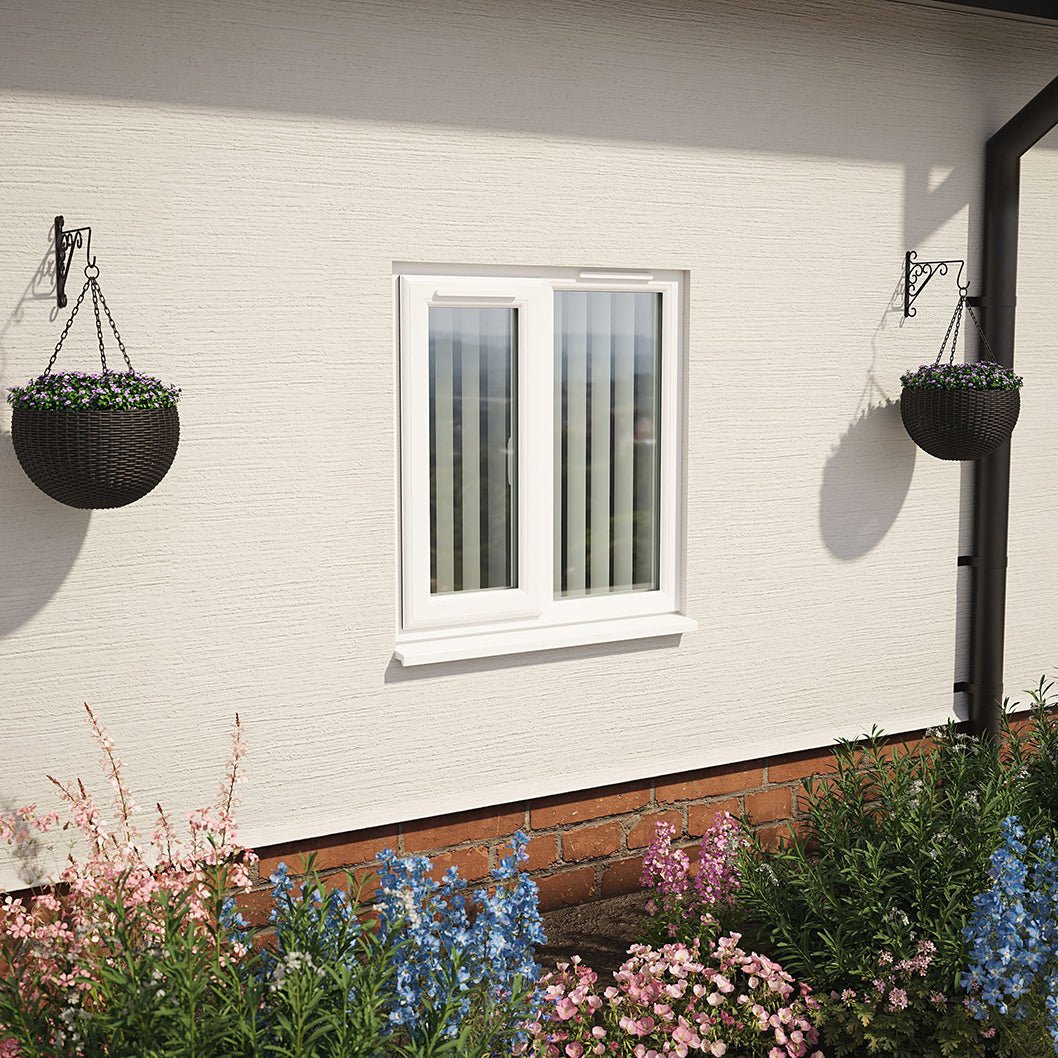 Crystal UPVC White Casement Window Left Hand Side Hung Next To Fixed Light Clear Glazing - JJ Building Materials