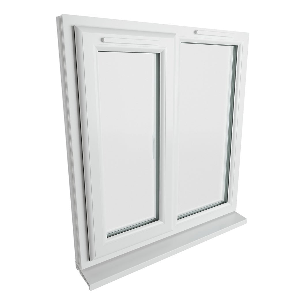 Crystal UPVC White Casement Window Left Hand Side Hung Next To Fixed Light Clear Glazing - JJ Building Materials