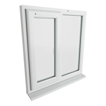 Crystal UPVC White Casement Window Left Hand Side Hung Next To Fixed Light Clear Glazing - JJ Building Materials