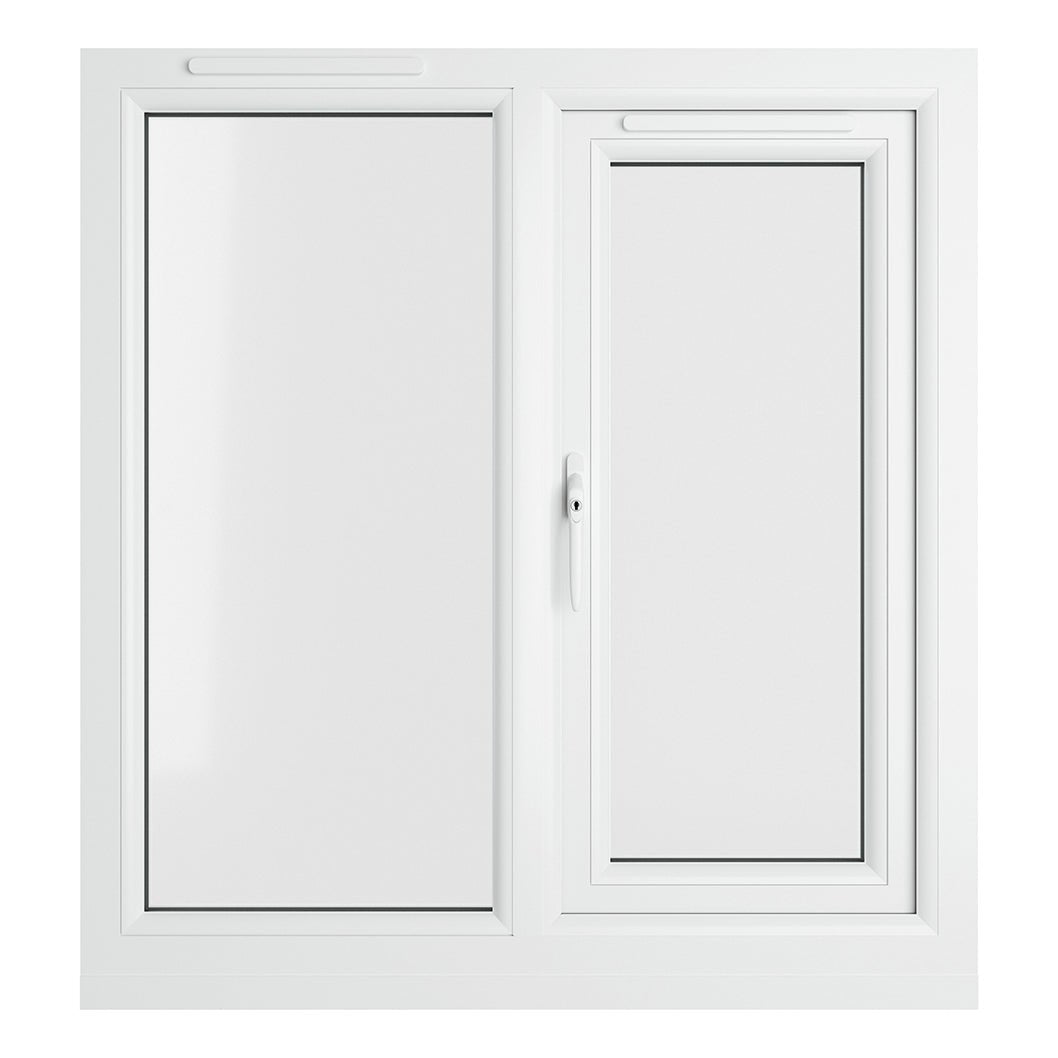 Crystal UPVC White Casement Window Left Hand Side Hung Next To Fixed Light Clear Glazing - JJ Building Materials