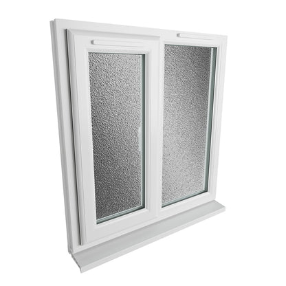 Crystal UPVC White Casement Window Left Hand Side Hung Next To Fixed Light Obscure Glazing - JJ Building Materials