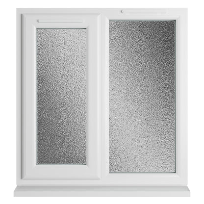 Crystal UPVC White Casement Window Left Hand Side Hung Next To Fixed Light Obscure Glazing - JJ Building Materials