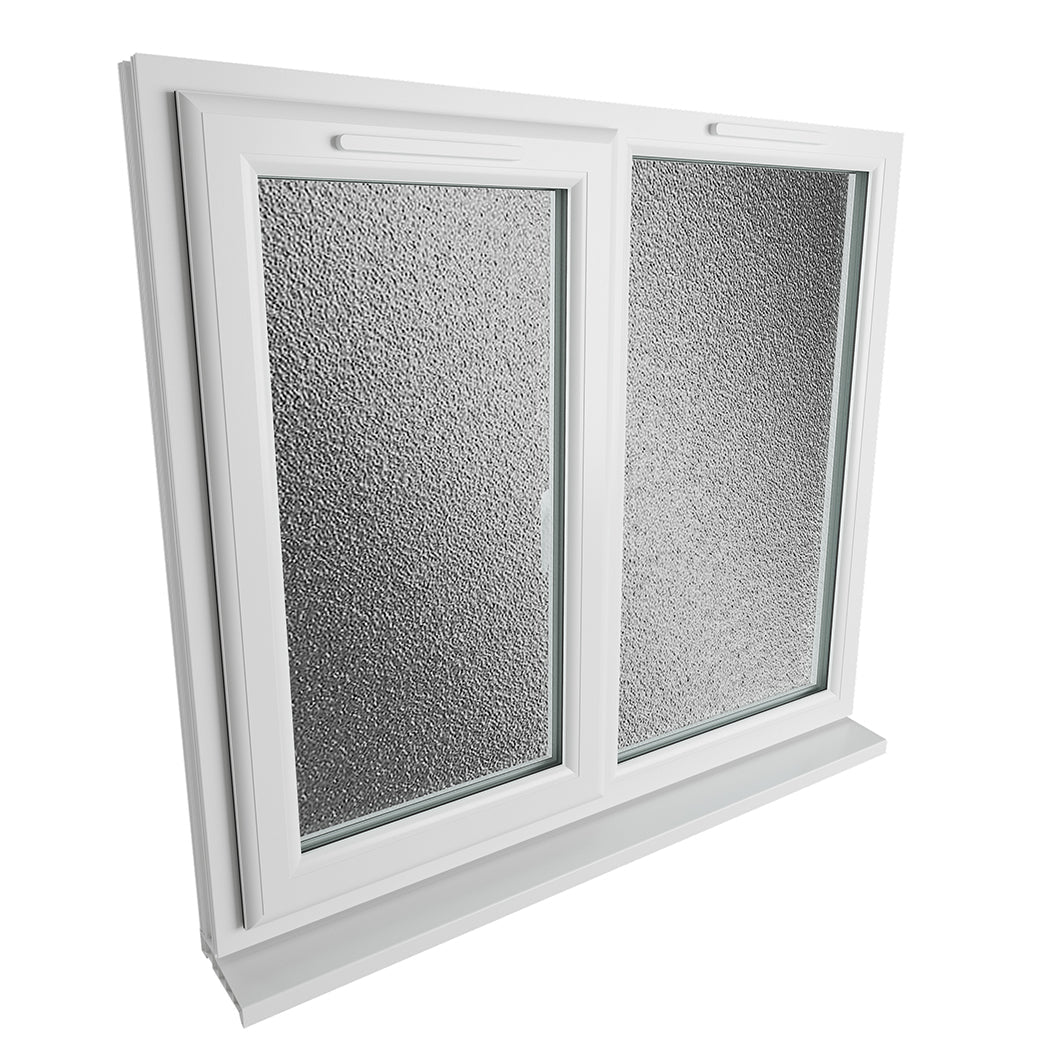 Crystal UPVC White Casement Window Left Hand Side Hung Next To Fixed Light Obscure Glazing - JJ Building Materials