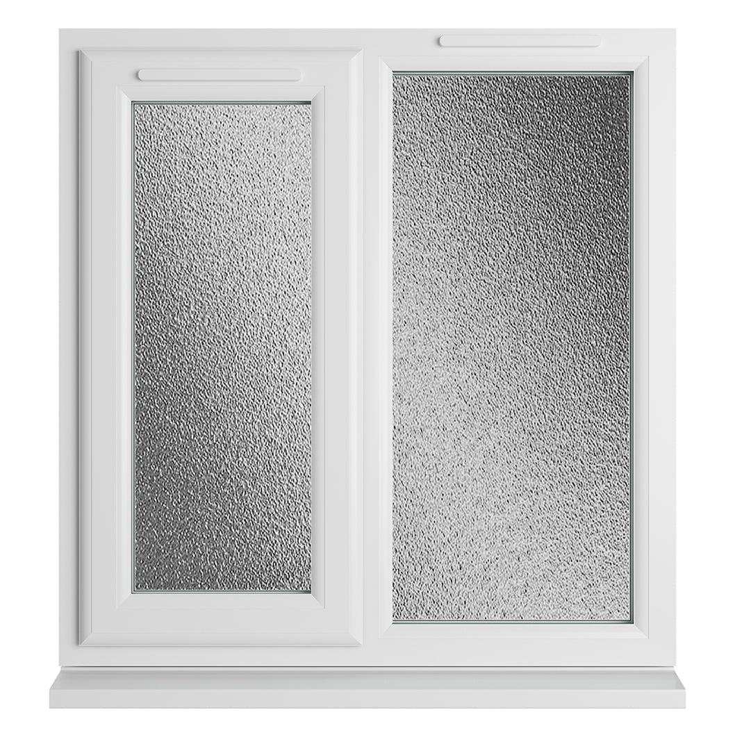 Crystal UPVC White Casement Window Left Hand Side Hung Next To Fixed Light Obscure Glazing - JJ Building Materials