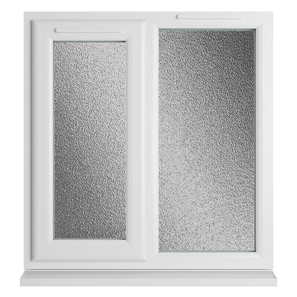 Crystal UPVC White Casement Window Left Hand Side Hung Next To Fixed Light Obscure Glazing - JJ Building Materials