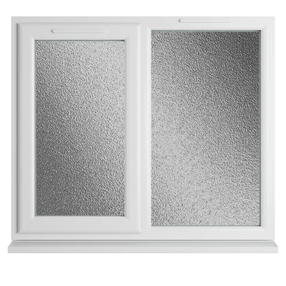 Crystal UPVC White Casement Window Left Hand Side Hung Next To Fixed Light Obscure Glazing - JJ Building Materials