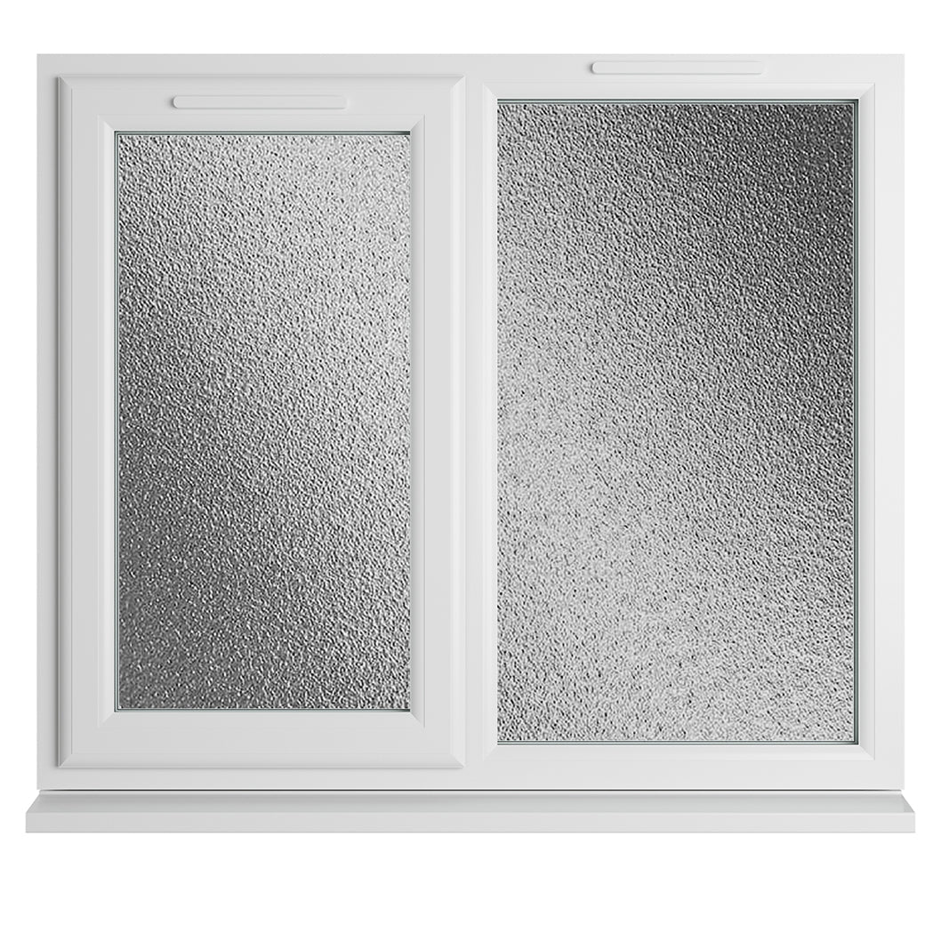 Crystal UPVC White Casement Window Left Hand Side Hung Next To Fixed Light Obscure Glazing - JJ Building Materials