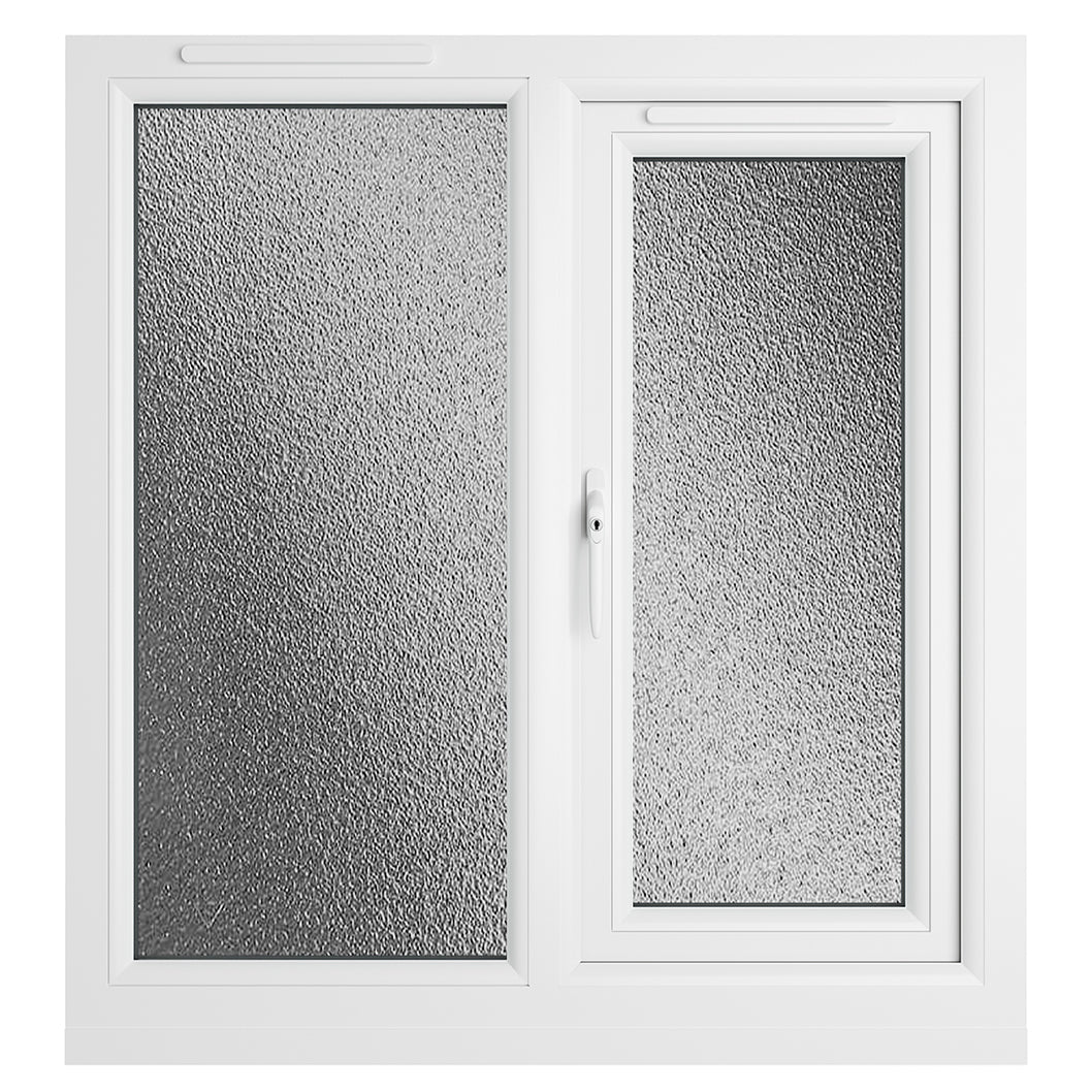 Crystal UPVC White Casement Window Left Hand Side Hung Next To Fixed Light Obscure Glazing - JJ Building Materials