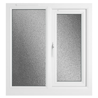 Crystal UPVC White Casement Window Left Hand Side Hung Next To Fixed Light Obscure Glazing - JJ Building Materials