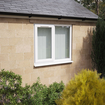 Crystal UPVC White Casement Window Left Hand Side Hung Next To Fixed Light Obscure Glazing - JJ Building Materials
