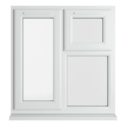 Crystal UPVC White Casement Window Left Hand Side Hung Next To Top Opener Over a Fixed Light Clear Glazing - JJ Building Materials