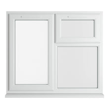 Crystal UPVC White Casement Window Left Hand Side Hung Next To Top Opener Over a Fixed Light Clear Glazing - JJ Building Materials