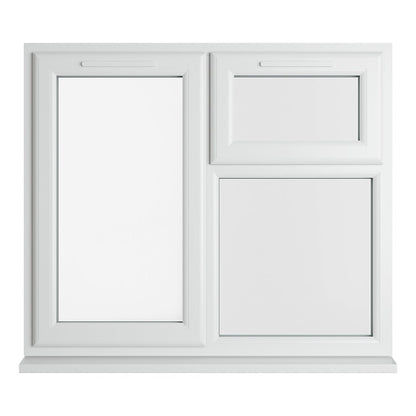 Crystal UPVC White Casement Window Left Hand Side Hung Next To Top Opener Over a Fixed Light Clear Glazing - JJ Building Materials