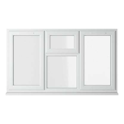 Crystal UPVC White Casement Window Left & Right Side Hung With Fixed Centre Clear Glazing - JJ Building Materials