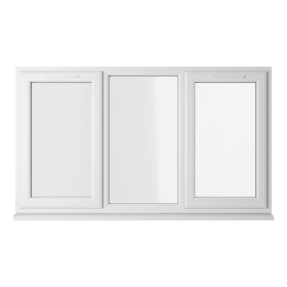 Crystal UPVC White Casement Window Left & Right Side Hung With Fixed Centre Clear Glazing - JJ Building Materials