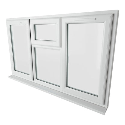 Crystal UPVC White Casement Window Left & Right Side Hung With Fixed Centre Clear Glazing - JJ Building Materials