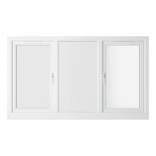 Crystal UPVC White Casement Window Left & Right Side Hung With Fixed Centre Clear Glazing - JJ Building Materials