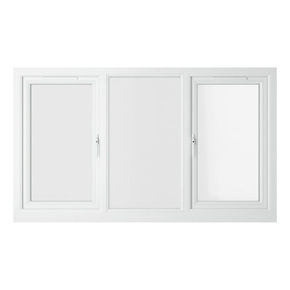 Crystal UPVC White Casement Window Left & Right Side Hung With Fixed Centre Clear Glazing - JJ Building Materials