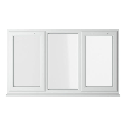 Crystal UPVC White Casement Window Left & Right Side Hung With Fixed Centre Clear Glazing - JJ Building Materials