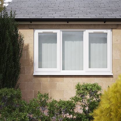 Crystal UPVC White Casement Window Left & Right Side Hung With Fixed Centre Clear Glazing - JJ Building Materials