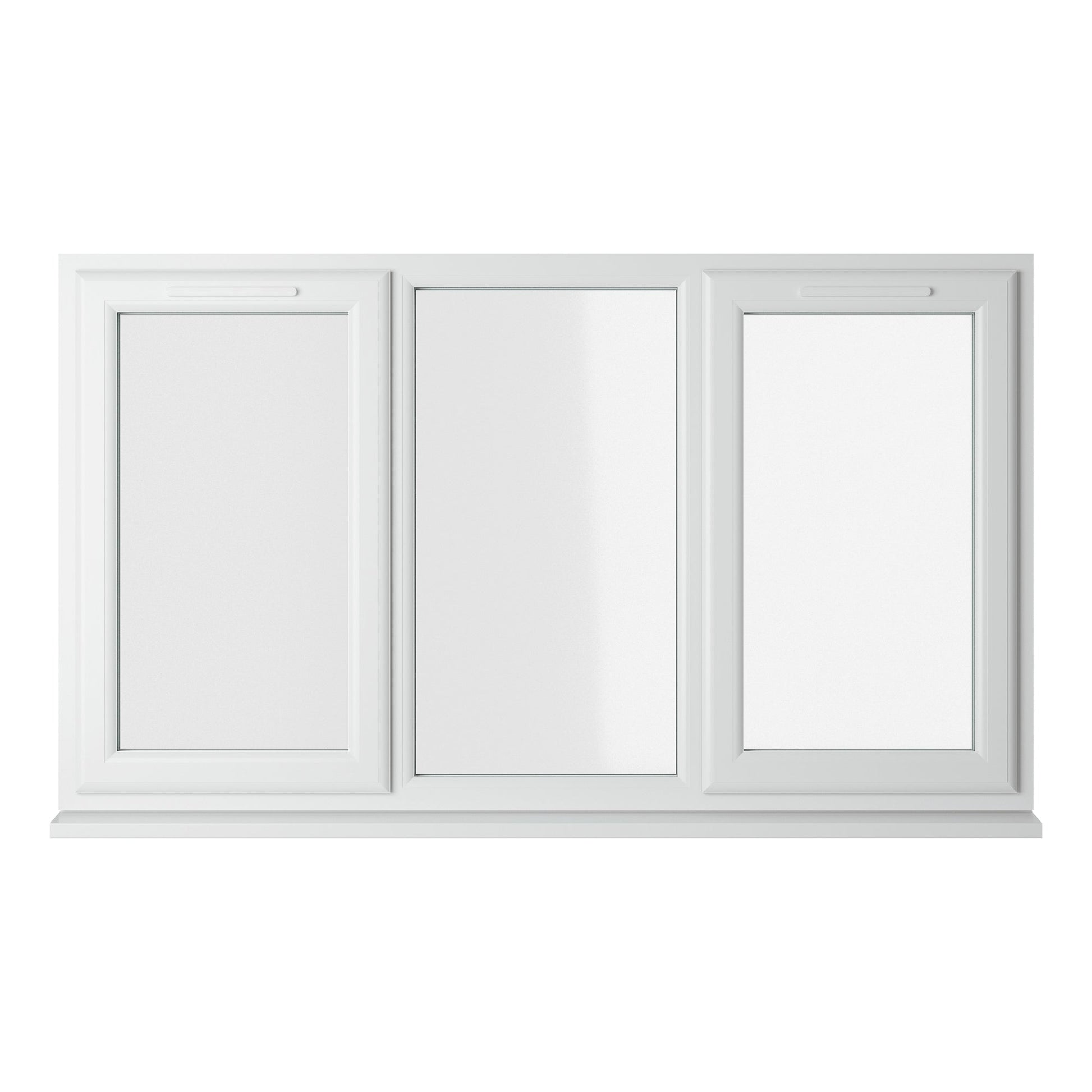 Crystal UPVC White Casement Window Left & Right Side Hung With Fixed Centre Clear Glazing - JJ Building Materials