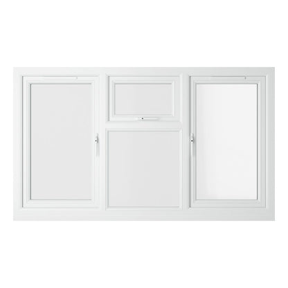 Crystal UPVC White Casement Window Left & Right Side Hung With Fixed Centre Clear Glazing - JJ Building Materials
