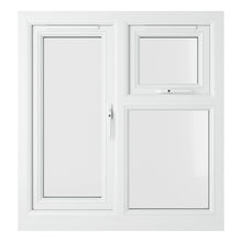 Crystal UPVC White Casement Window Right Hand Side Hung Next To Top Opener Over a Fixed Light Clear Glazing - JJ Building Materials
