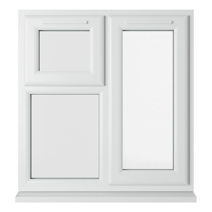 Crystal UPVC White Casement Window Right Hand Side Hung Next To Top Opener Over a Fixed Light Clear Glazing - JJ Building Materials