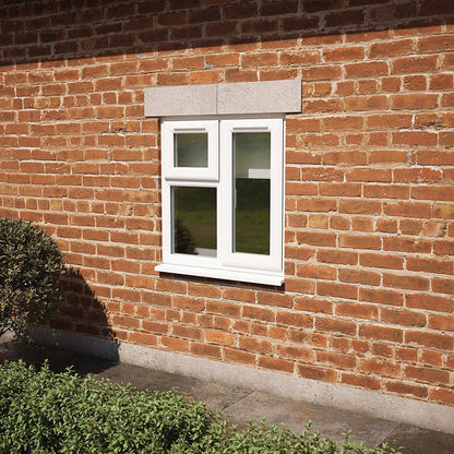 Crystal UPVC White Casement Window Right Hand Side Hung Next To Top Opener Over a Fixed Light Clear Glazing - JJ Building Materials
