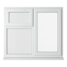 Crystal UPVC White Casement Window Right Hand Side Hung Next To Top Opener Over a Fixed Light Clear Glazing - JJ Building Materials