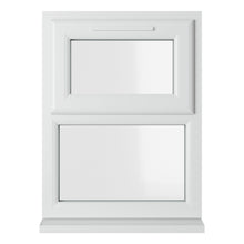 Crystal UPVC White Casement Window Top Hung Opener Over Fixed Light Clear Glazing - JJ Building Materials