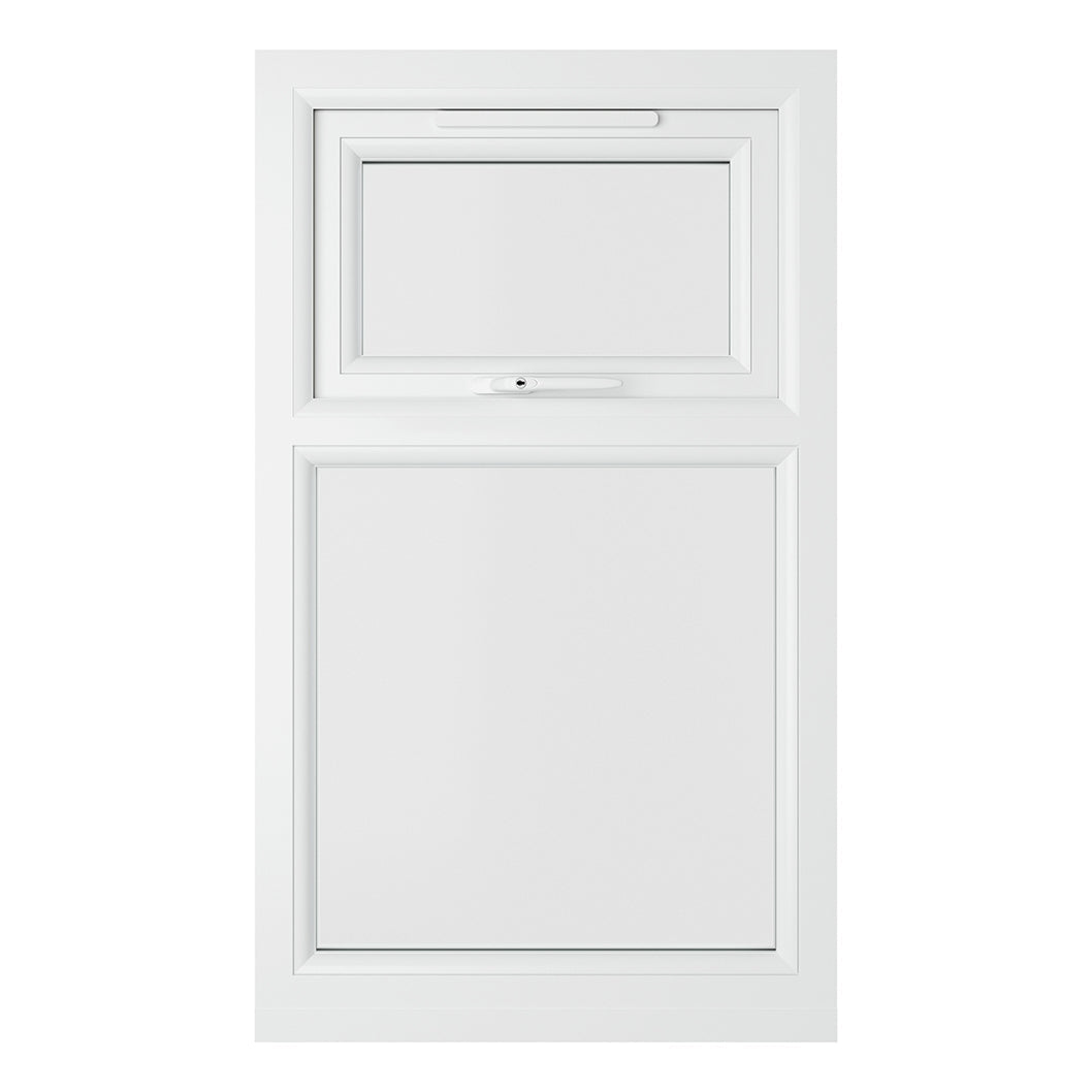 Crystal UPVC White Casement Window Top Hung Opener Over Fixed Light Clear Glazing - JJ Building Materials