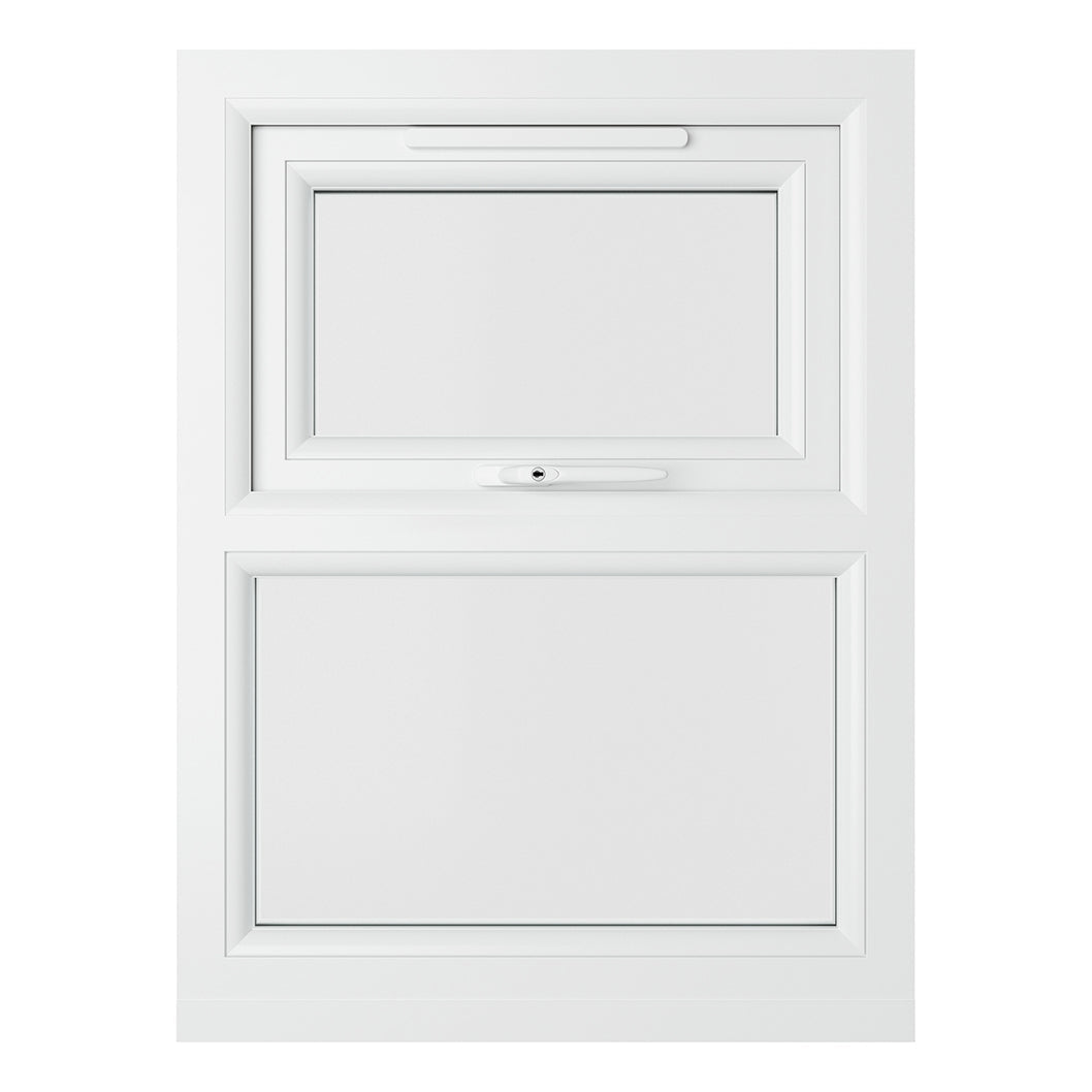 Crystal UPVC White Casement Window Top Hung Opener Over Fixed Light Clear Glazing - JJ Building Materials