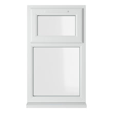 Crystal UPVC White Casement Window Top Hung Opener Over Fixed Light Clear Glazing - JJ Building Materials