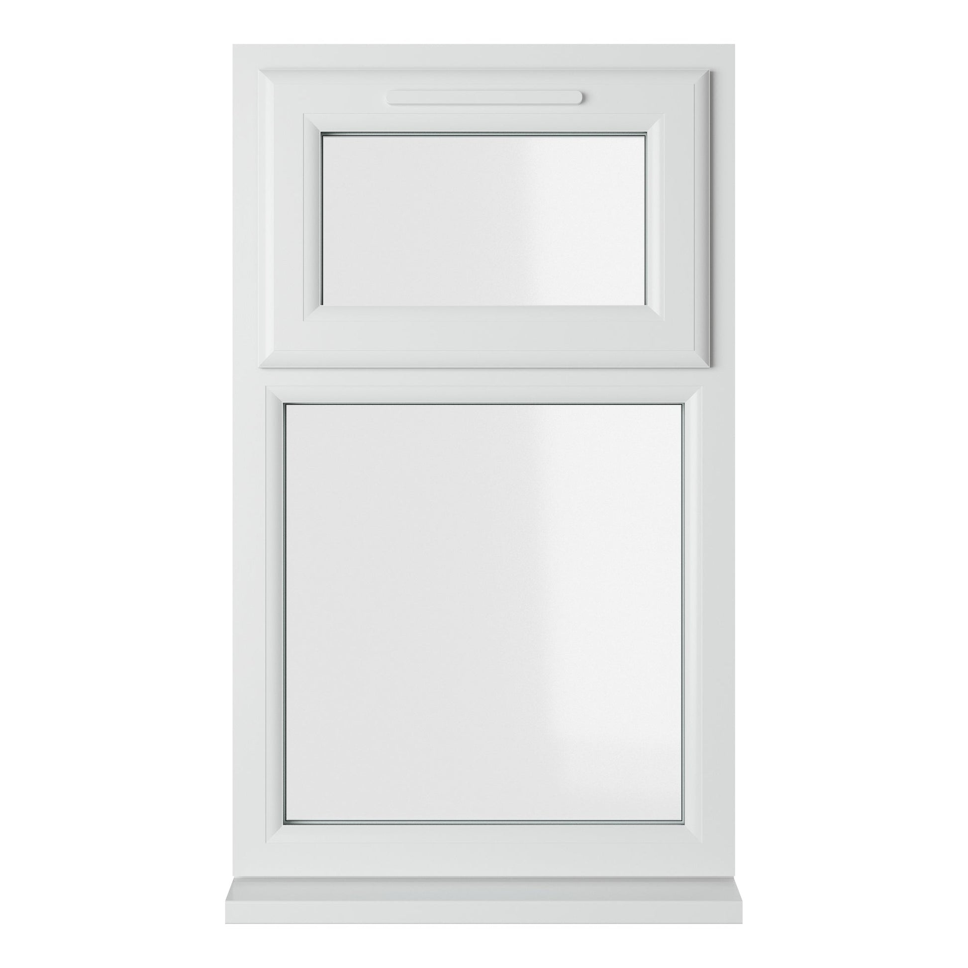 Crystal UPVC White Casement Window Top Hung Opener Over Fixed Light Clear Glazing - JJ Building Materials