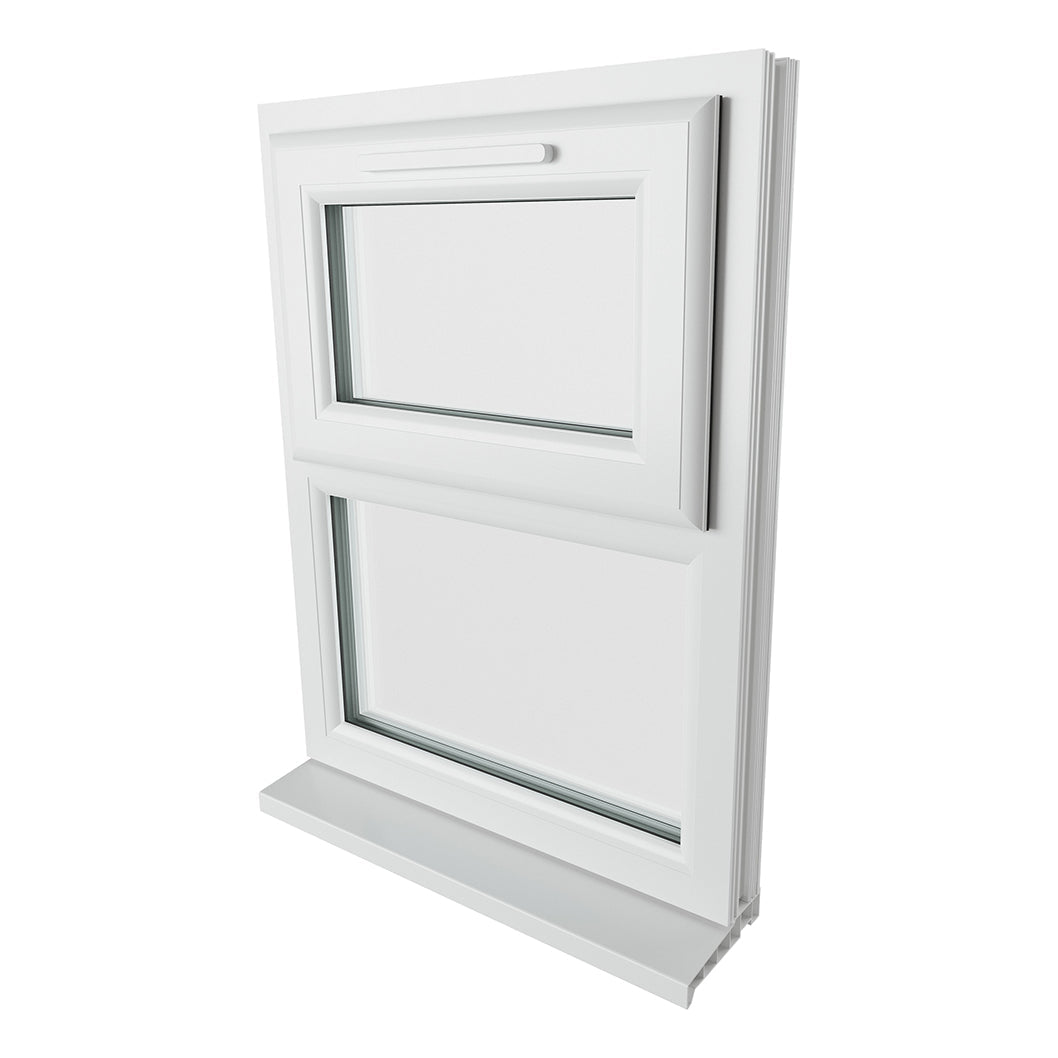 Crystal UPVC White Casement Window Top Hung Opener Over Fixed Light Clear Glazing - JJ Building Materials
