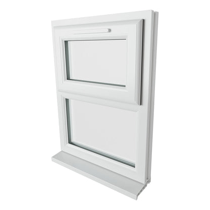 Crystal UPVC White Casement Window Top Hung Opener Over Fixed Light Clear Glazing - JJ Building Materials