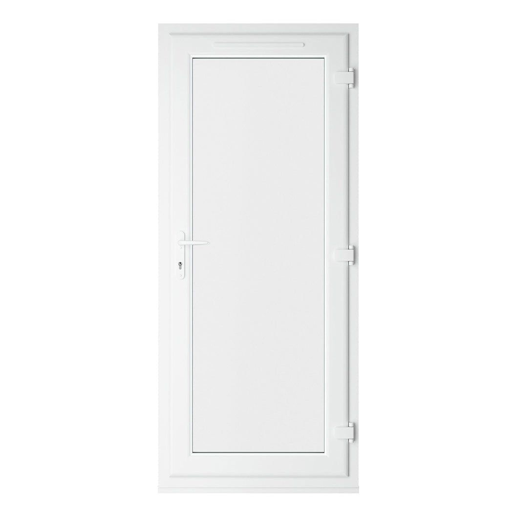 Crystal UPVC White Clear Glazing Single Door Full Glass Double Glazed Left Hand Open - JJ Building Materials
