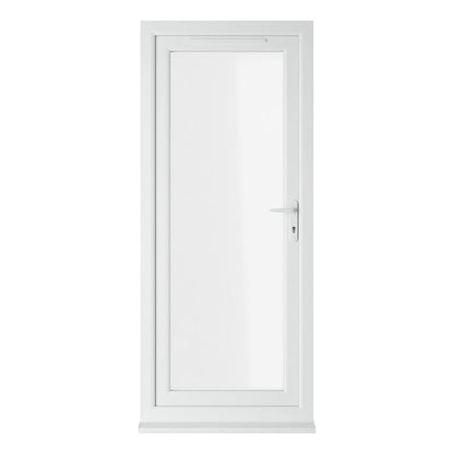 Crystal UPVC White Clear Glazing Single Door Full Glass Double Glazed Left Hand Open - JJ Building Materials
