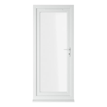 Crystal UPVC White Clear Glazing Single Door Full Glass Double Glazed Left Hand Open - JJ Building Materials