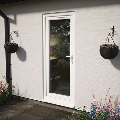 Crystal UPVC White Clear Glazing Single Door Full Glass Double Glazed Left Hand Open - JJ Building Materials