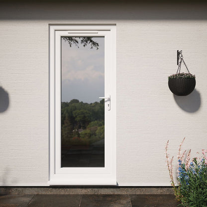 Crystal UPVC White Clear Glazing Single Door Full Glass Double Glazed Left Hand Open - JJ Building Materials