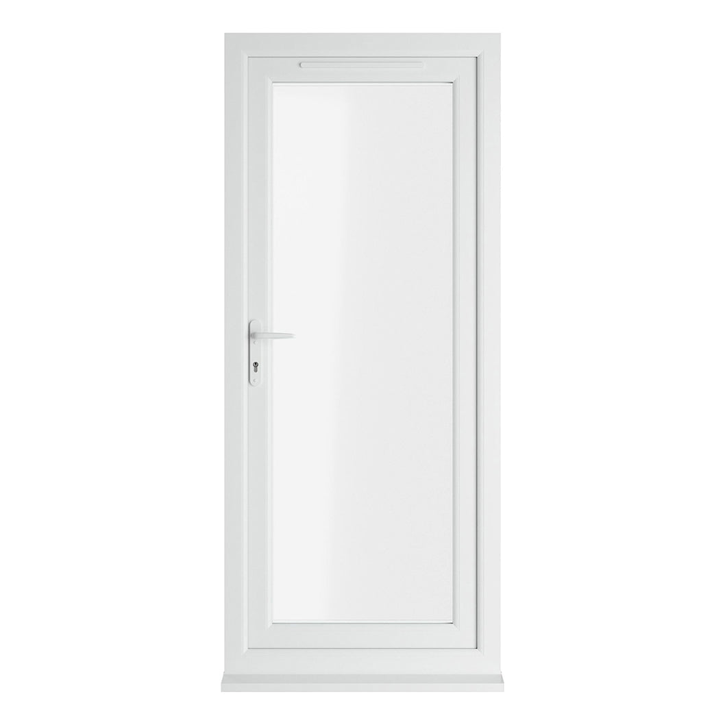 Crystal UPVC White Clear Glazing Single Door Full Glass Double Glazed Right Hand Open - JJ Building Materials