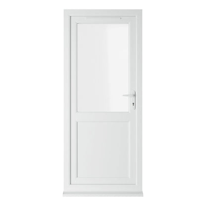 Crystal UPVC White Clear Glazing Single Door Half Panel Double Glazed Right Hand Open - JJ Building Materials