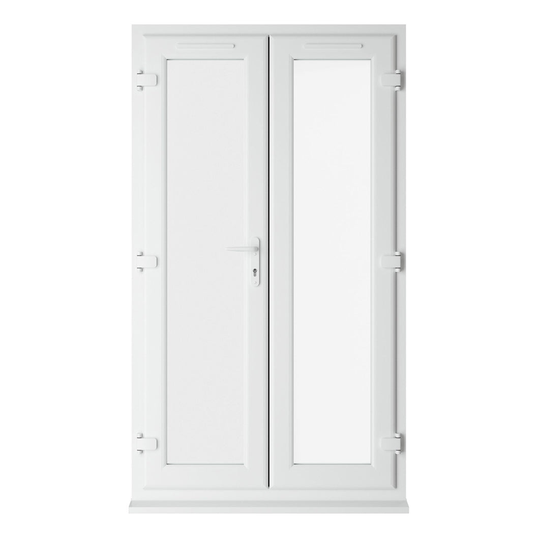 Crystal UPVC White French Door Clear Double Glazing Left Hand Master 150mm Cill Included - JJ Building Materials