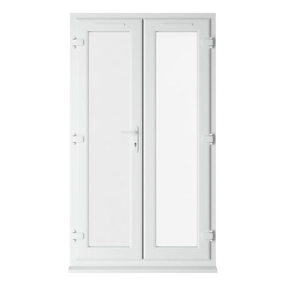 Crystal UPVC White French Door Clear Double Glazing Left Hand Master 150mm Cill Included - JJ Building Materials