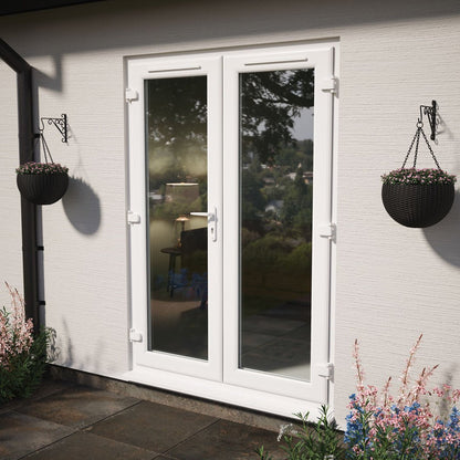 Crystal UPVC White French Door Clear Double Glazing Left Hand Master 150mm Cill Included - JJ Building Materials