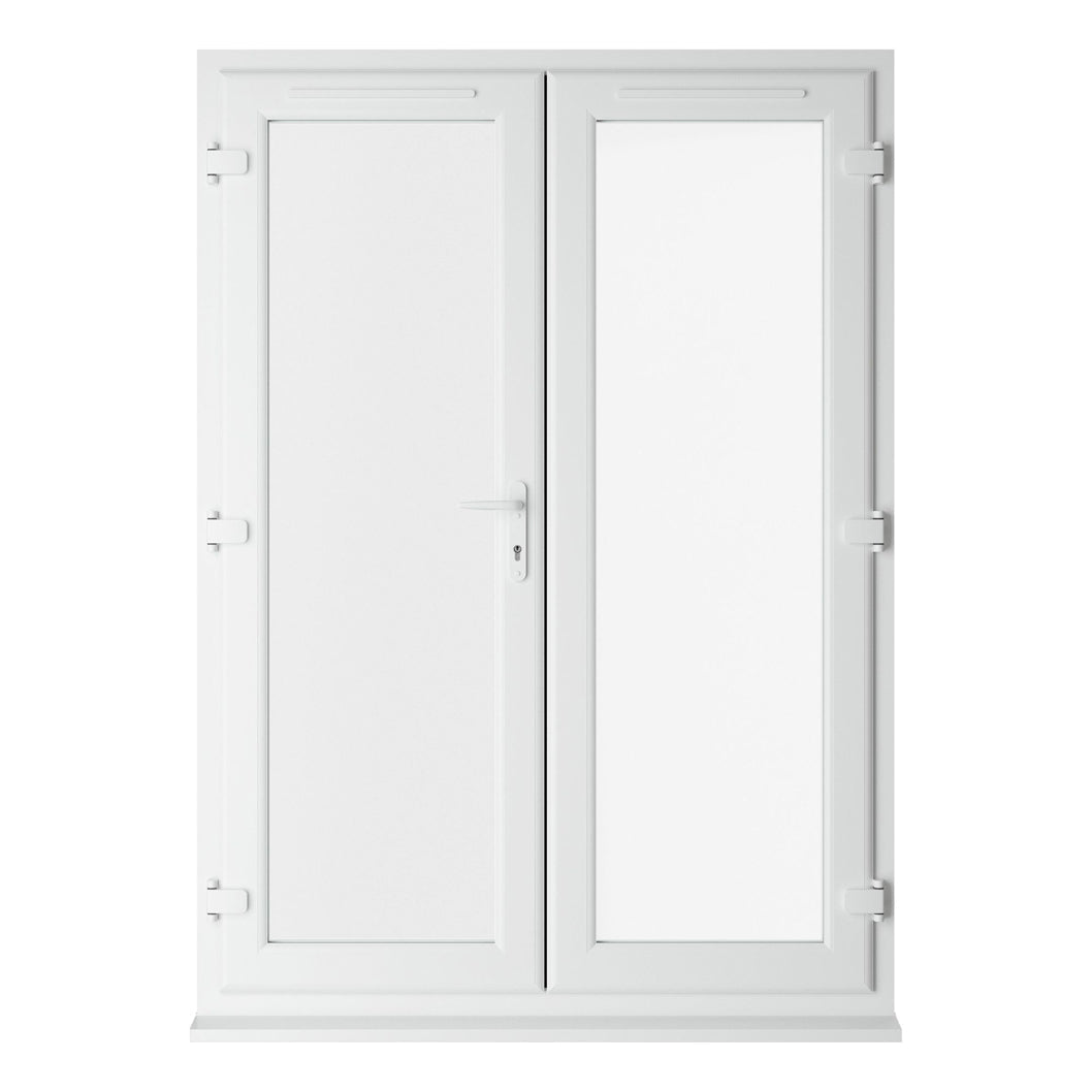 Crystal UPVC White French Door Clear Double Glazing Left Hand Master 150mm Cill Included - JJ Building Materials